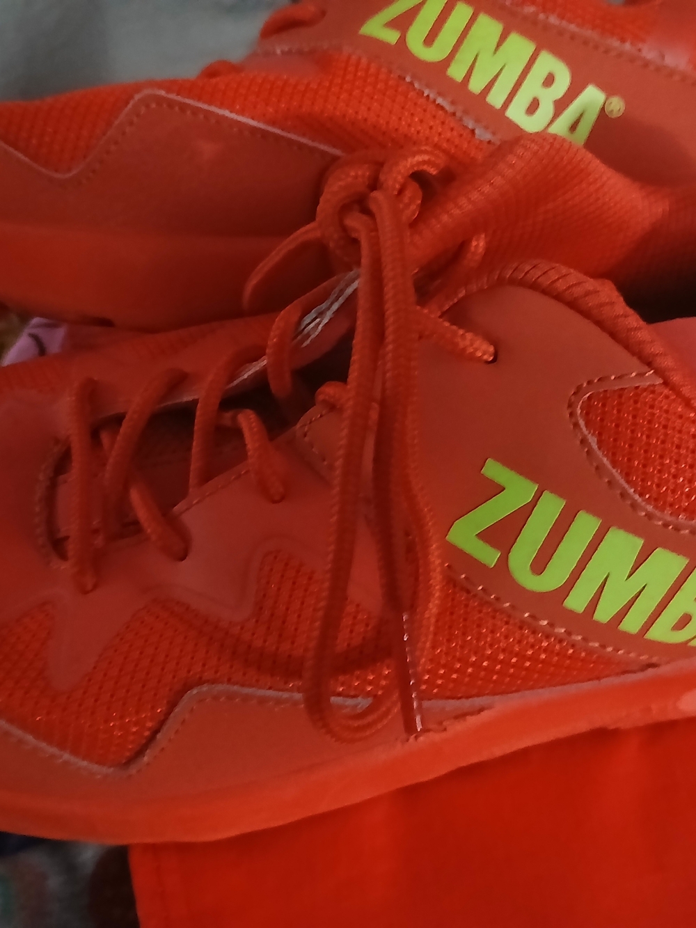 Zumba Fitness Orange Men's Lace-Up Dance Sneakers with Lime Logo